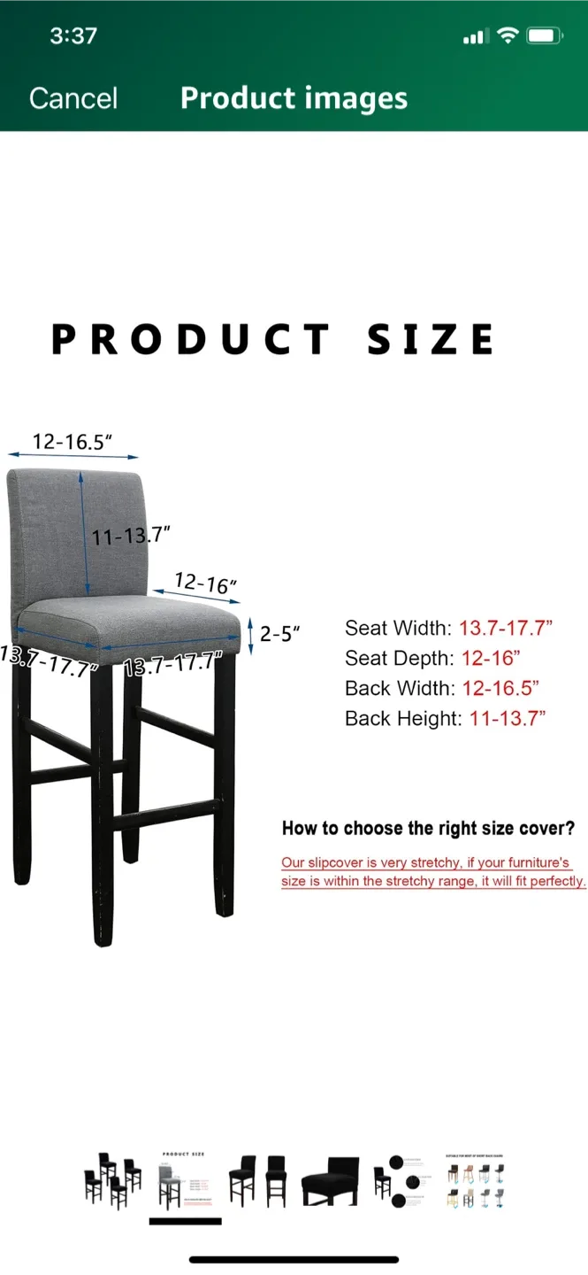 4 WOMACHO Bar Stool Covers - Black, 4 Pack image indicator(5)