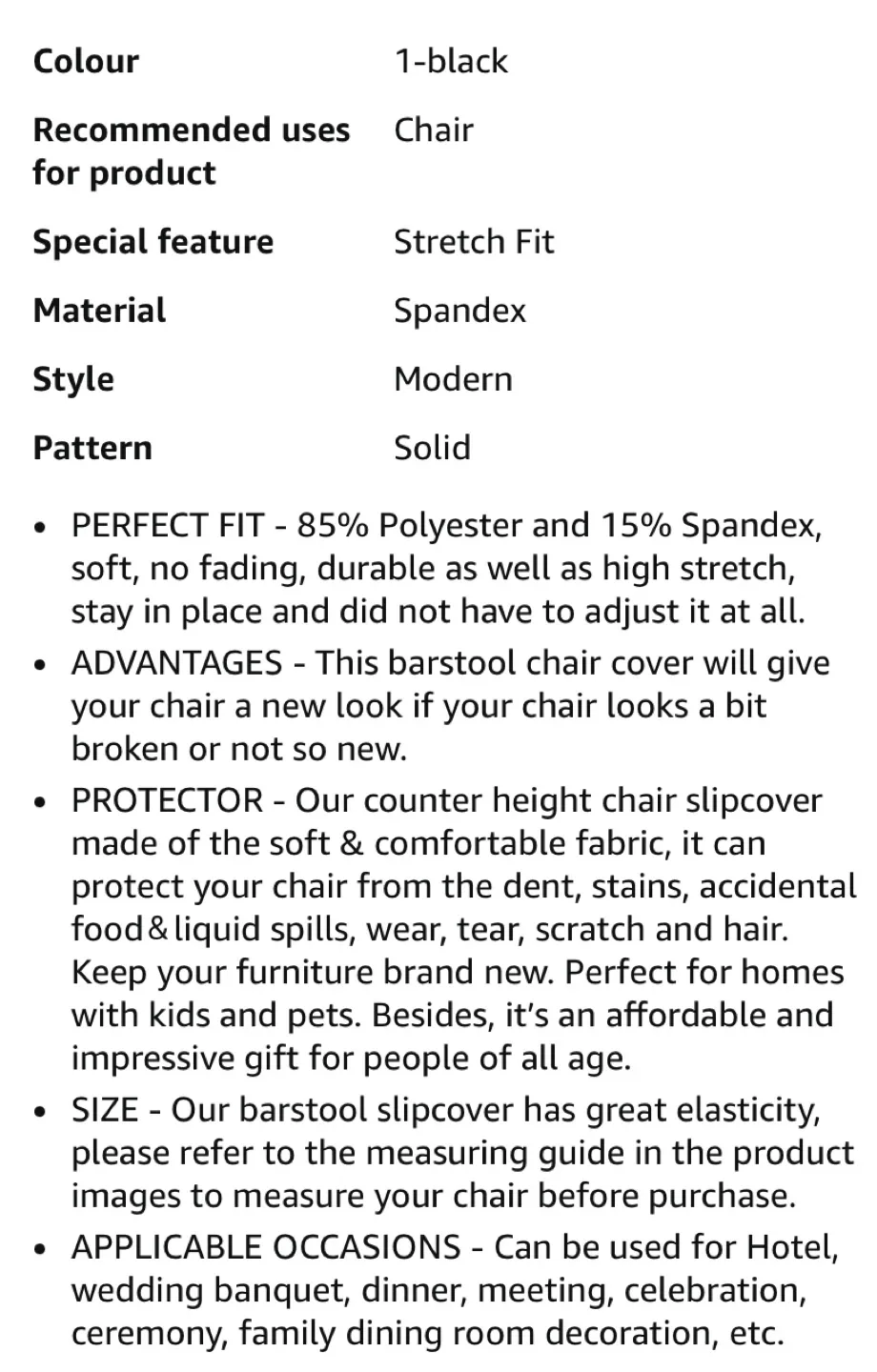 4 WOMACHO Bar Stool Covers - Black, 4 Pack image indicator(3)