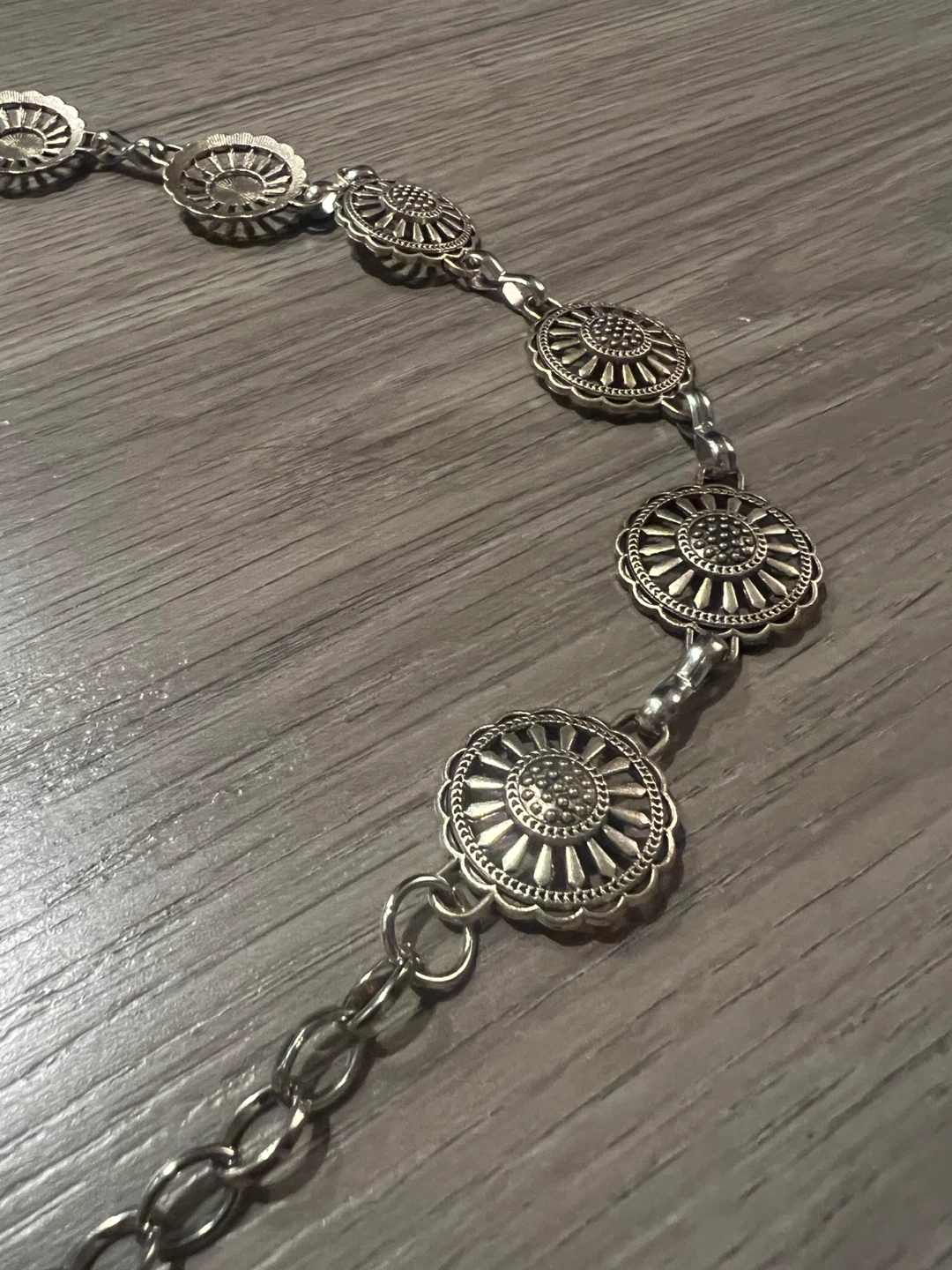 Silver Chain Belt with Floral Details - photo 2