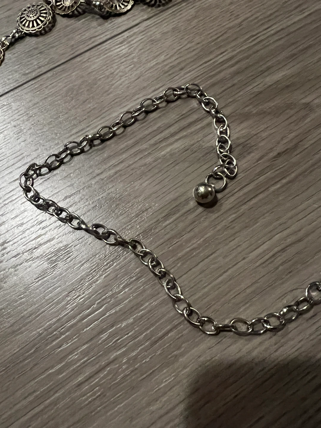 Silver Chain Belt with Floral Details - photo 3