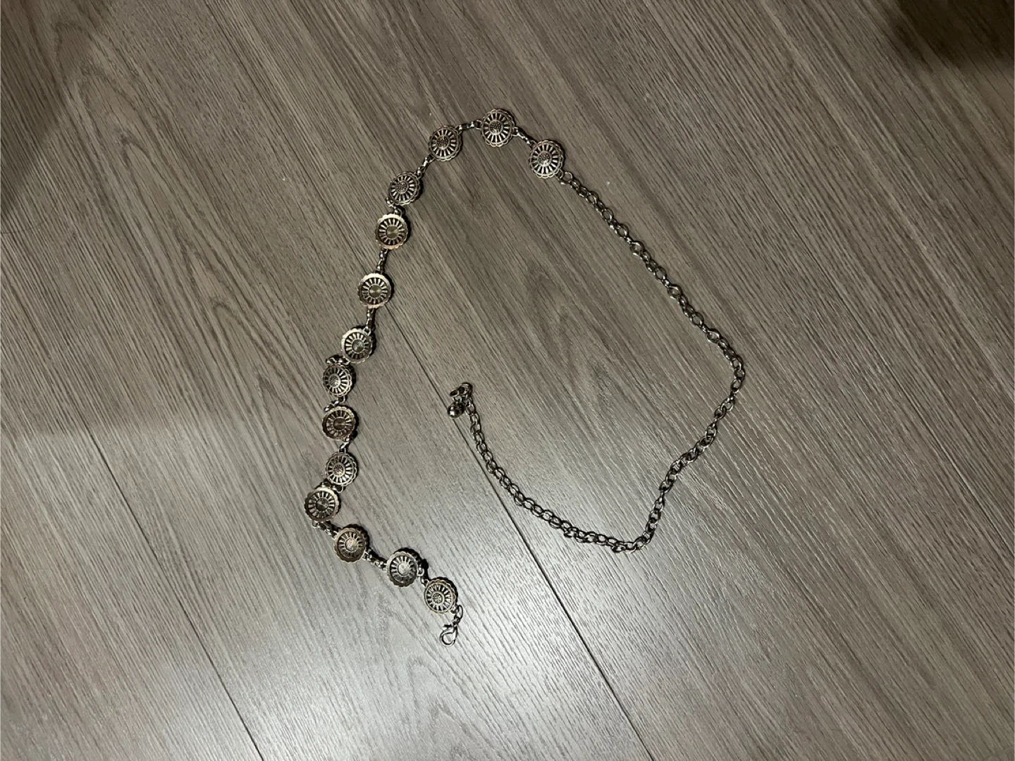 Silver Chain Belt with Floral Details