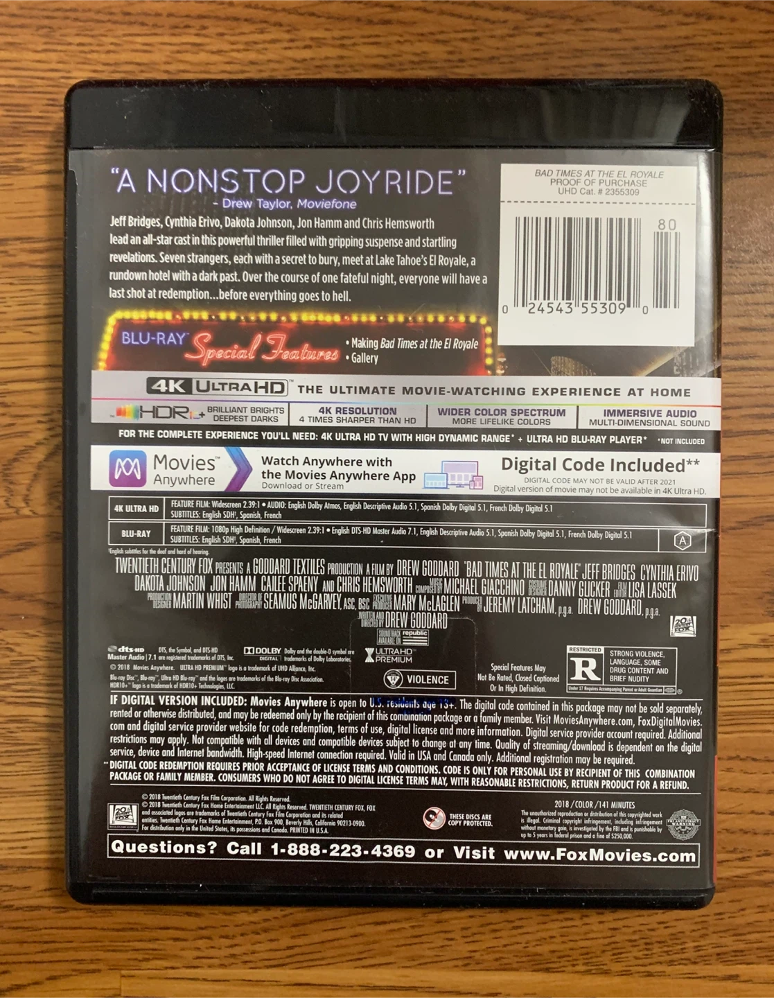Bad Times at the El Royale 4K UHD Blu-ray Combo Pack - photo 2