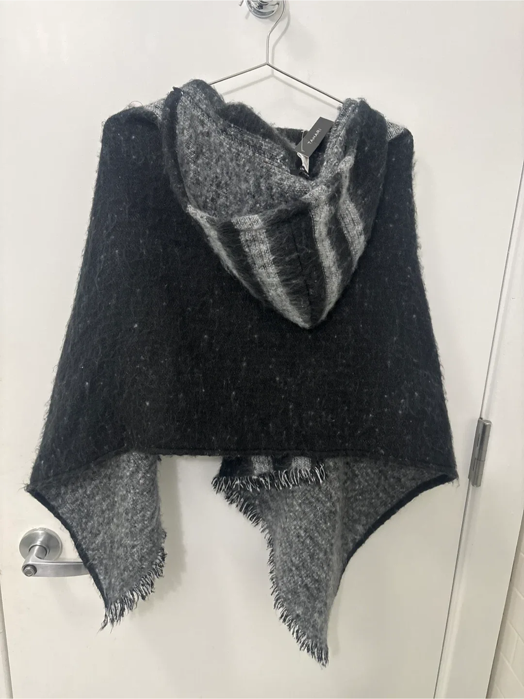 Tahari Hooded Poncho - Gray/Black New With Tags image indicator(4)