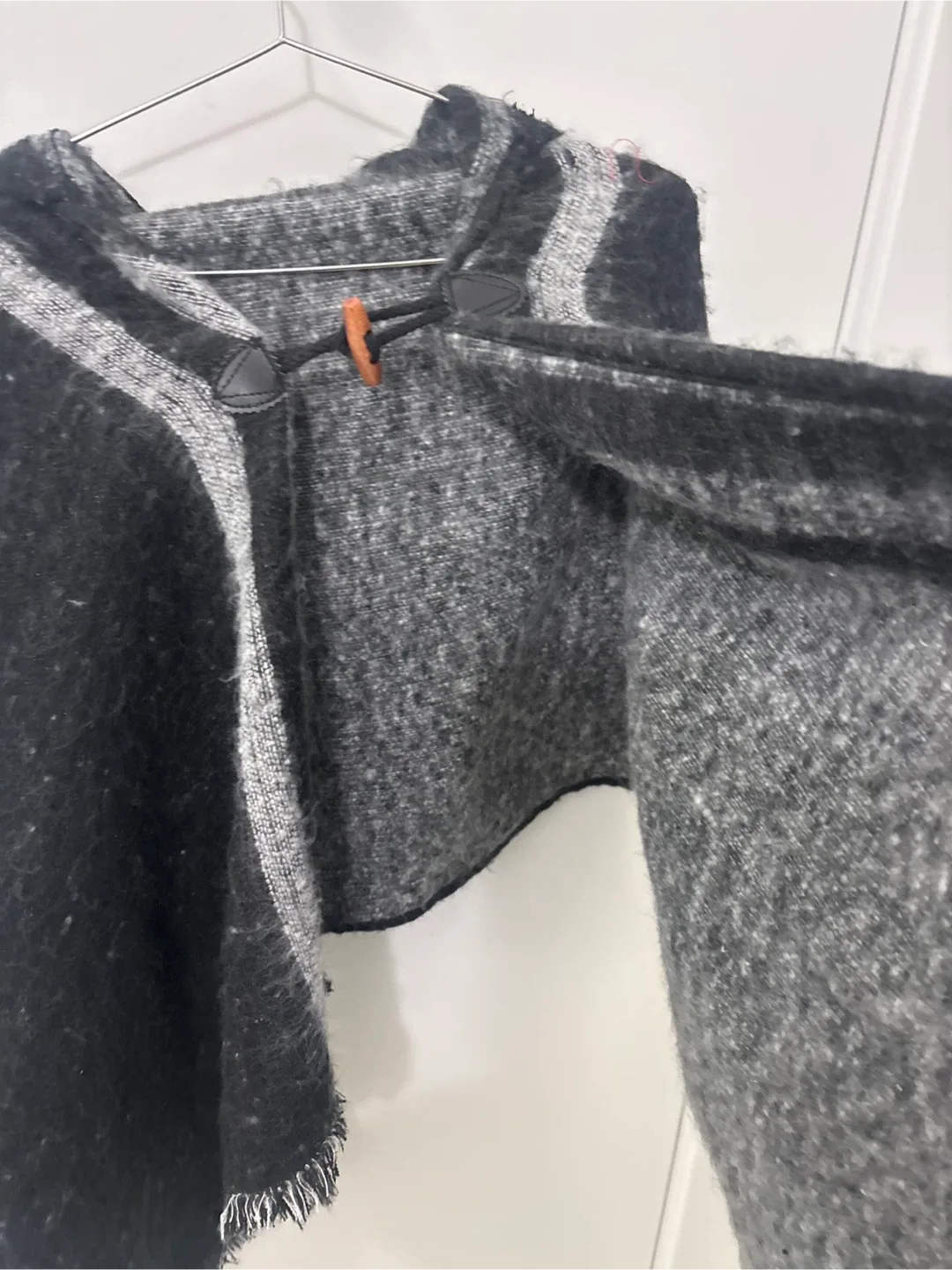 Tahari Hooded Poncho - Gray/Black New With Tags image indicator(7)