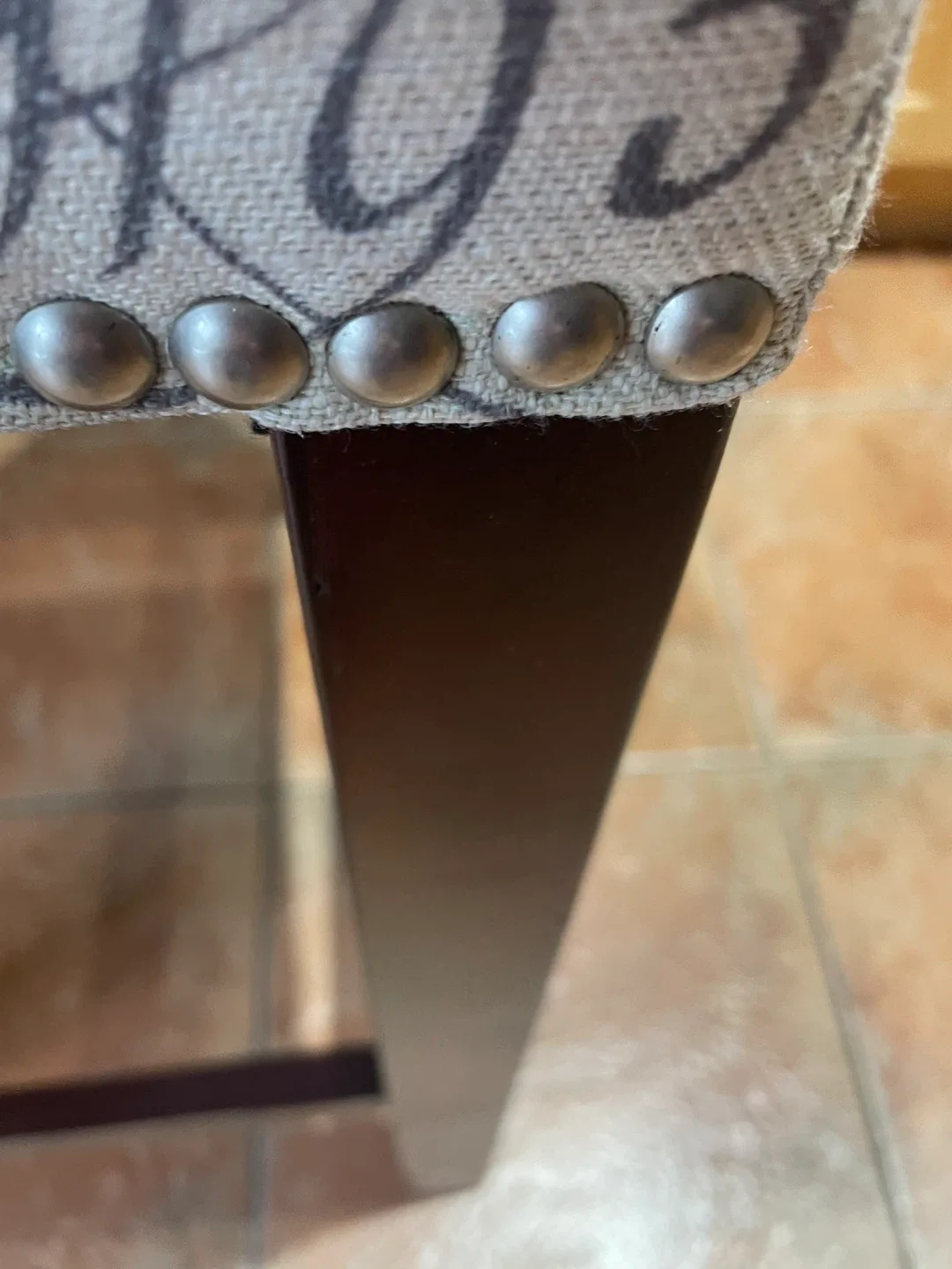 Upholstered Bar Stool with French Script image indicator(4)