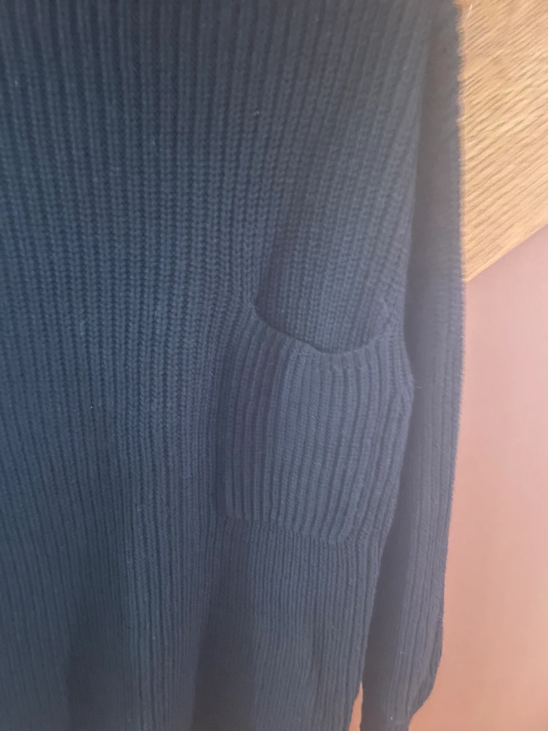 Black Knit Sweater with Pocket - photo 2