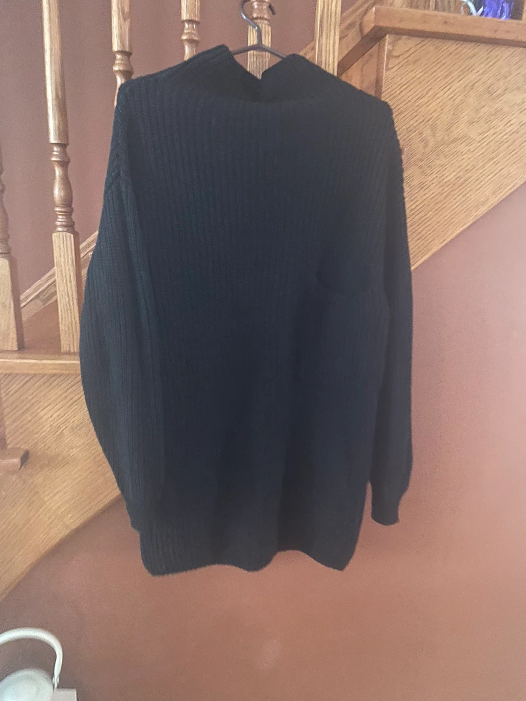 Black Knit Sweater with Pocket - photo 3