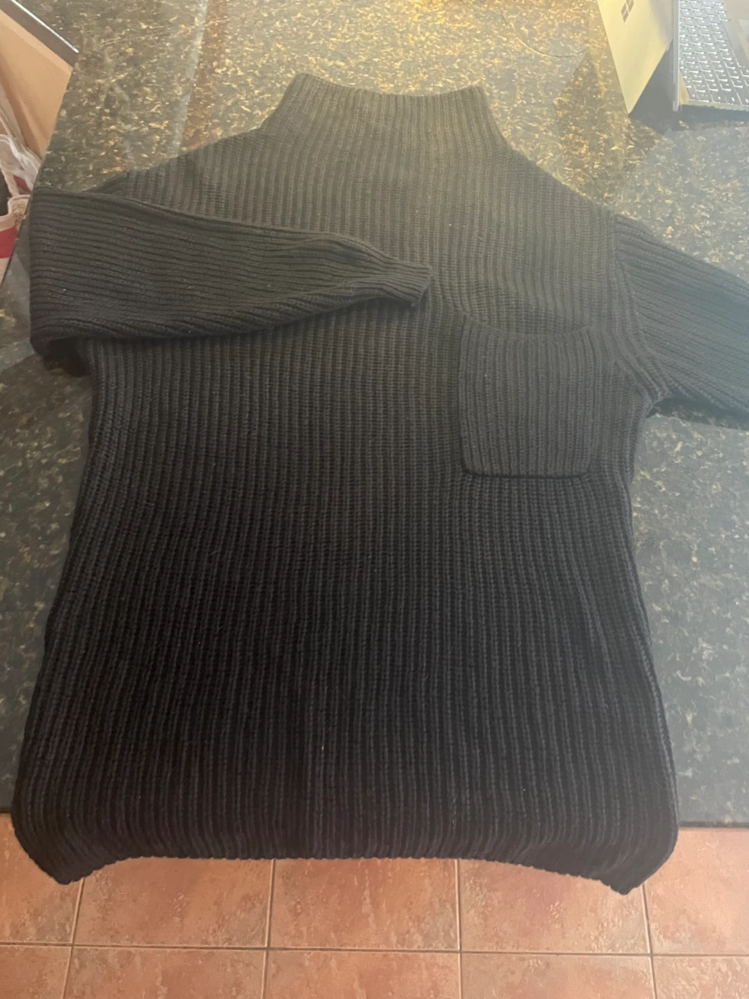 Black Knit Sweater with Pocket