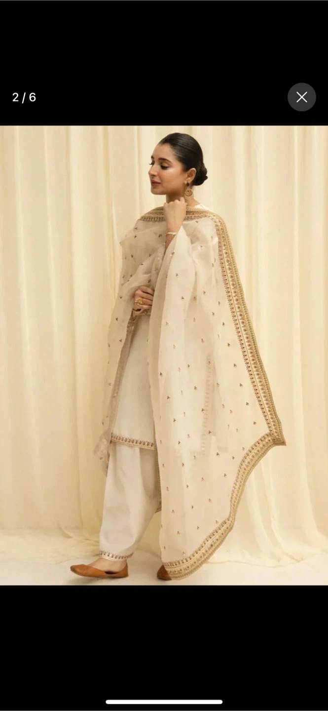 White Rose Kurta Set - 3 Piece