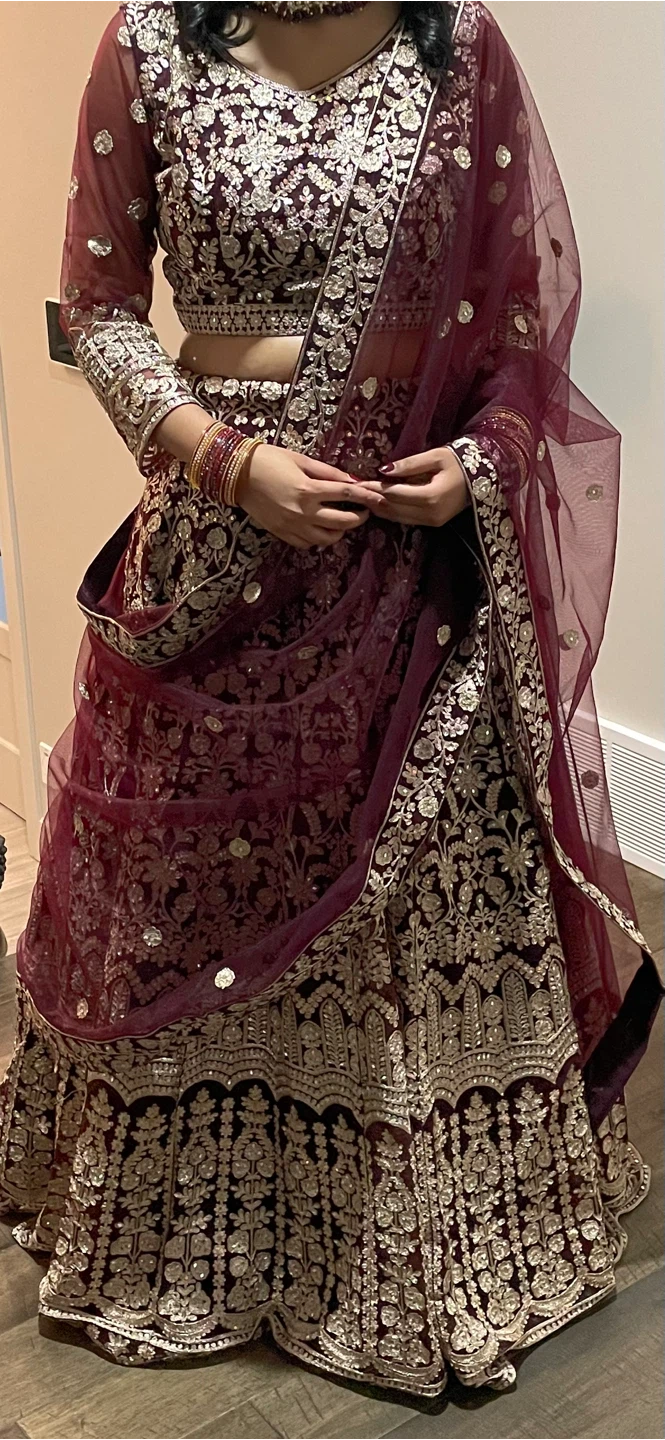 Maroon Lehenga Choli with Intricate Embroidery