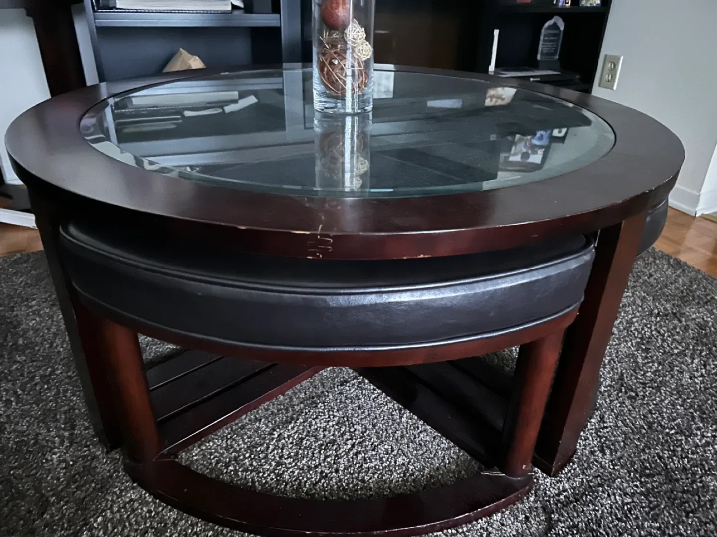 Round Coffee Table with Glass Top