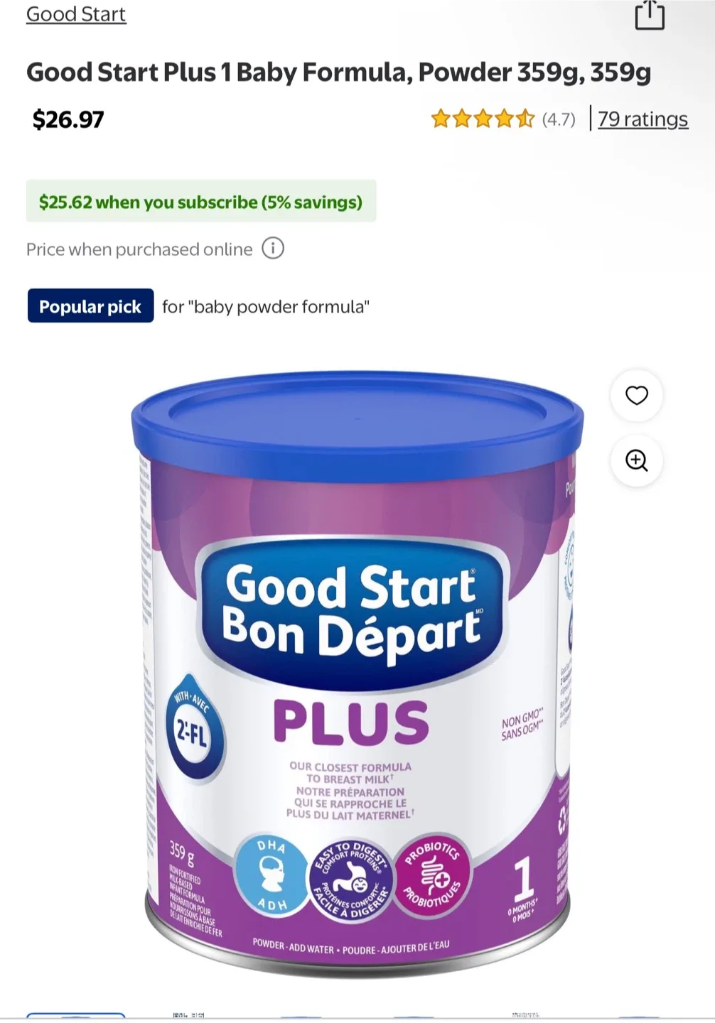 Good Start Plus 1 Baby Formula - 359g thumbnail