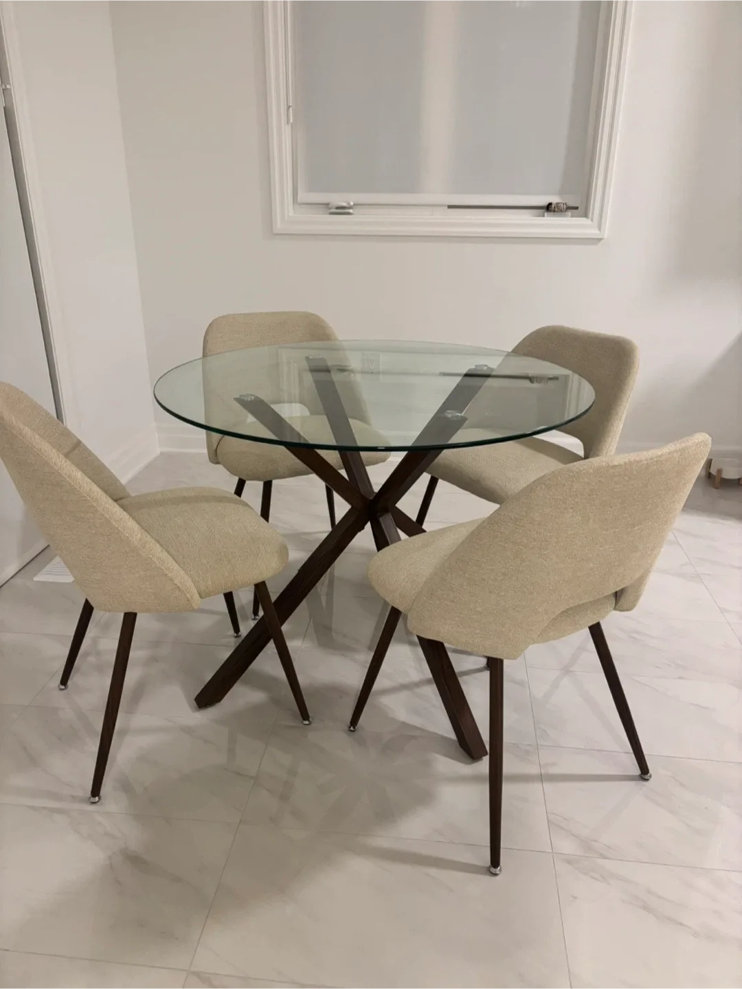 Glass Top Kitchen or Dining Table includes 4 Chairs image indicator(4)