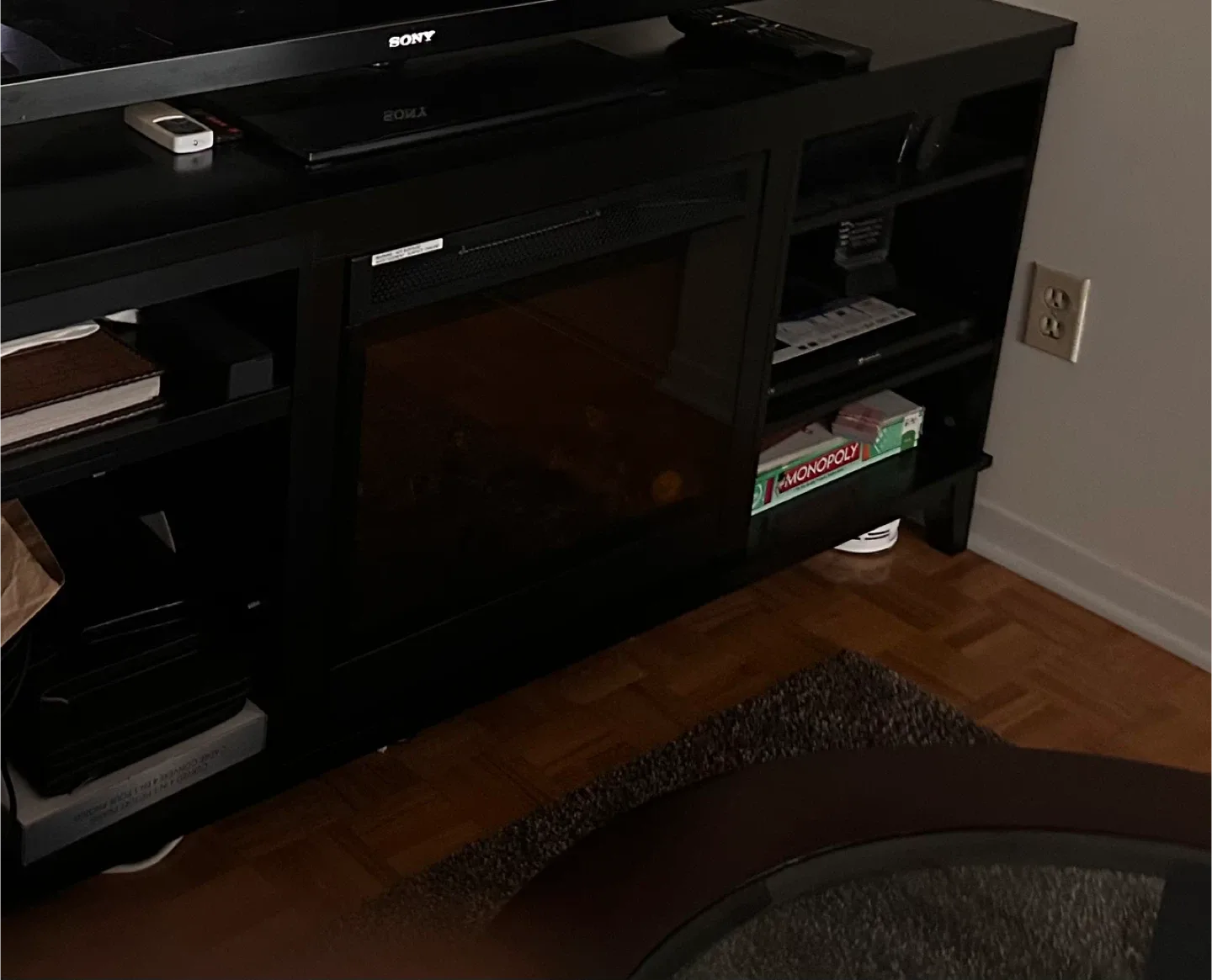 Black TV Stand with Fireplace image indicator(2)
