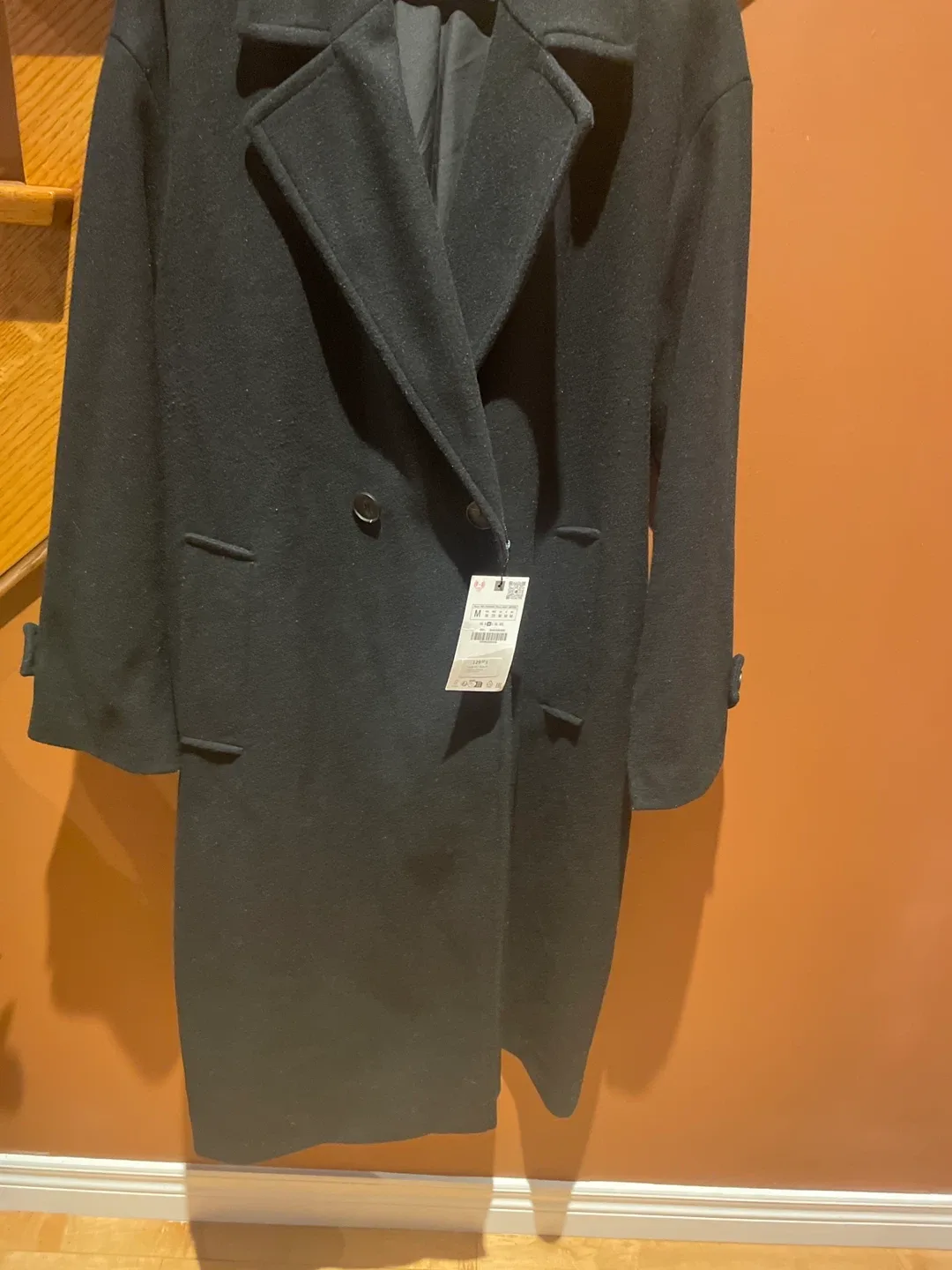 Zara Black Wool Blend Coat - Size M image indicator(3)