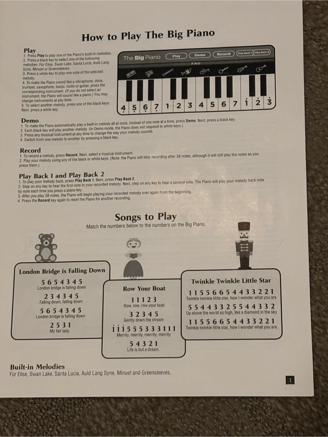FAO Schwartz The Big Piano 70” Long Musical Playmat - photo 4