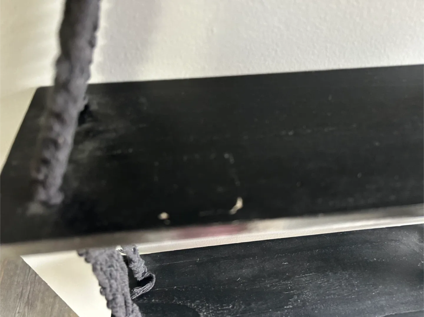 Macrame Hanging Shelf - Black, 18" x 5" image indicator(6)