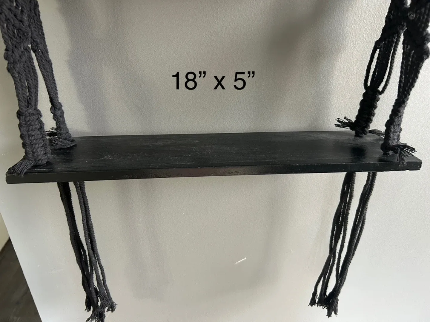 Macrame Hanging Shelf - Black, 18" x 5" image indicator(5)