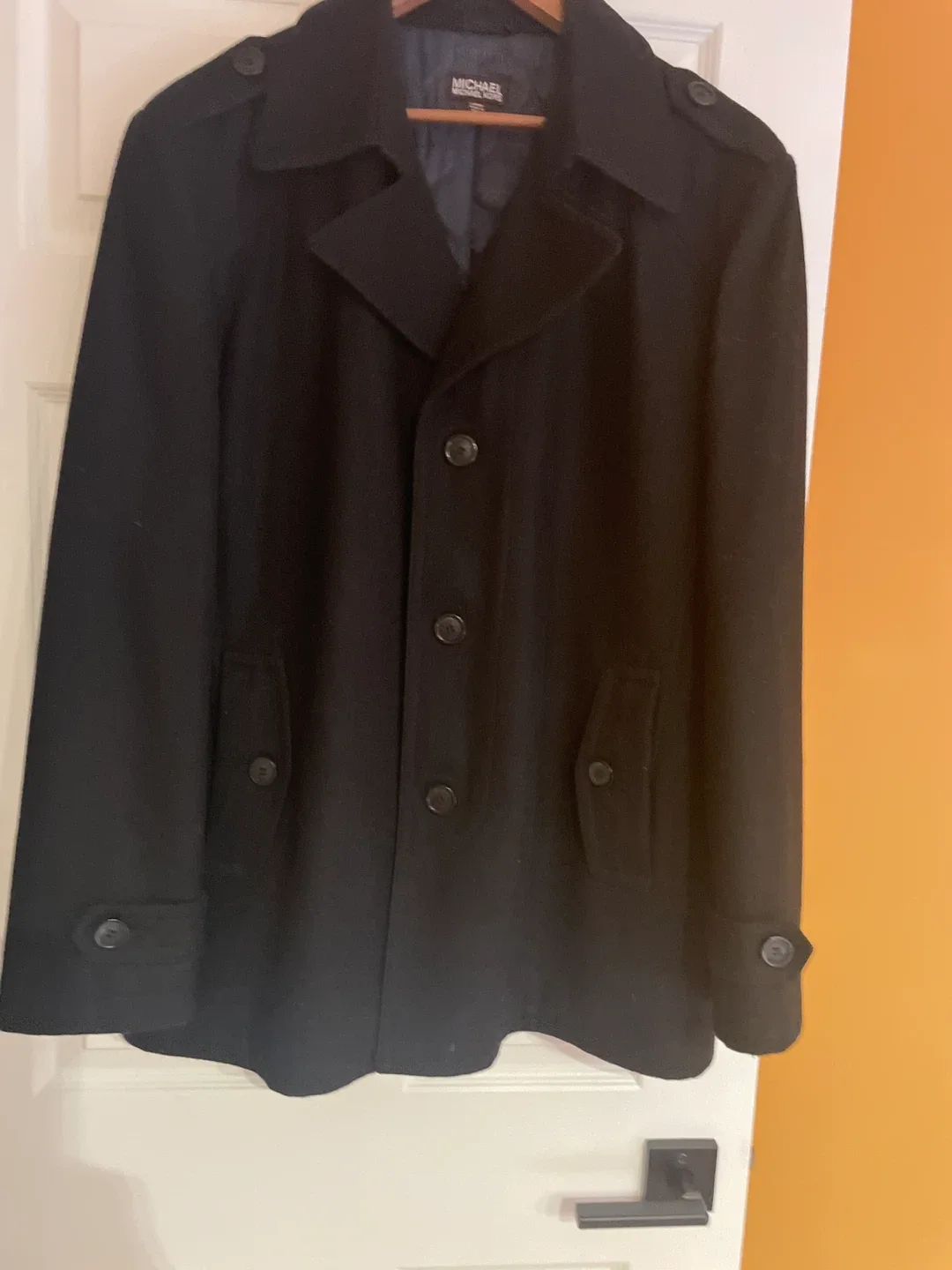 Michael Kors Black Wool Blend Coat - Size Large image indicator(3)