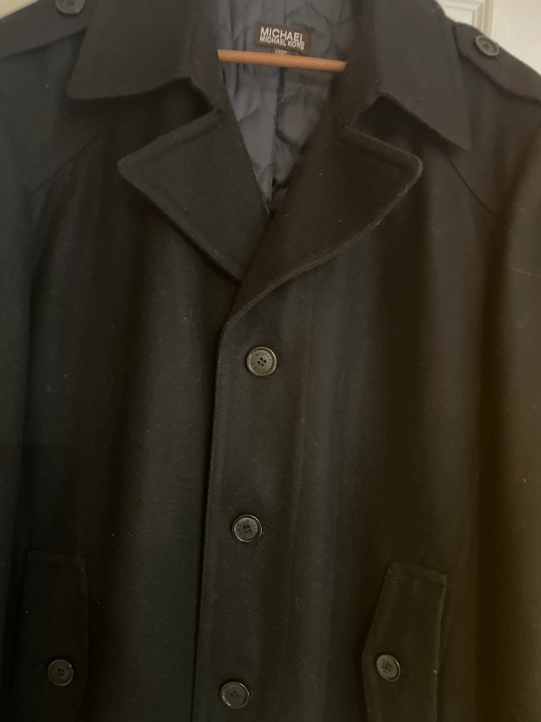 Michael Kors Black Wool Blend Coat - Size Large