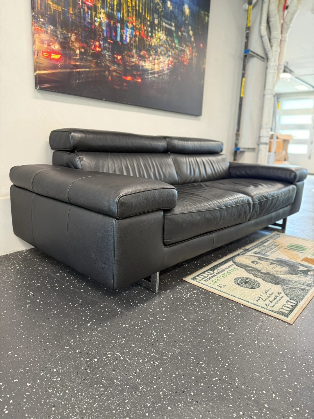 Natuzzi Editions Black Leather Sofa - photo 2