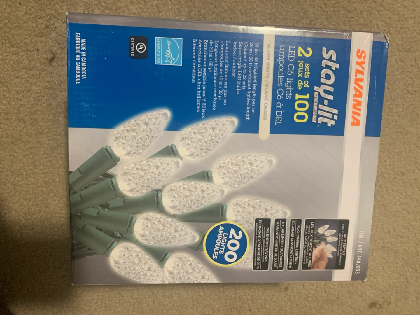 Sylvania Stay-lit LED C6 Lights - 2 Sets of 100
