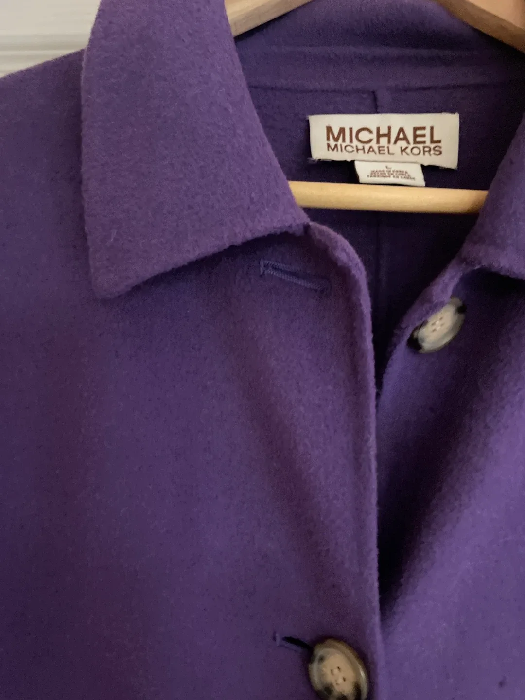 Michael Kors Purple Wool Blend Coat - Size L image indicator(3)