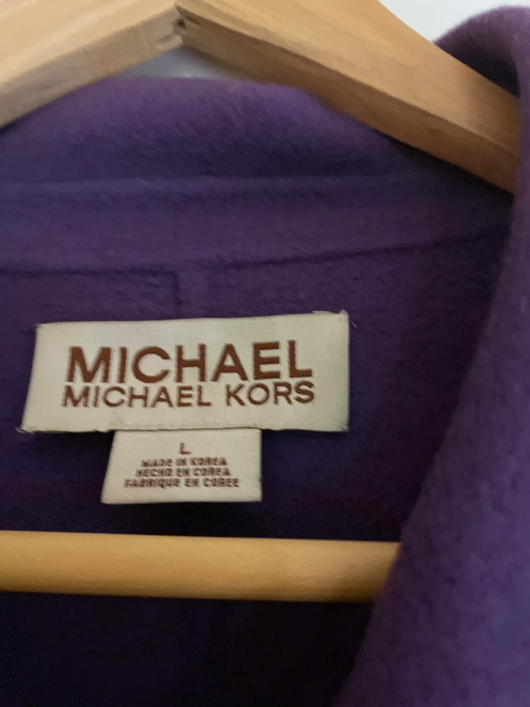 Michael Kors Purple Wool Blend Coat - Size L image indicator(2)