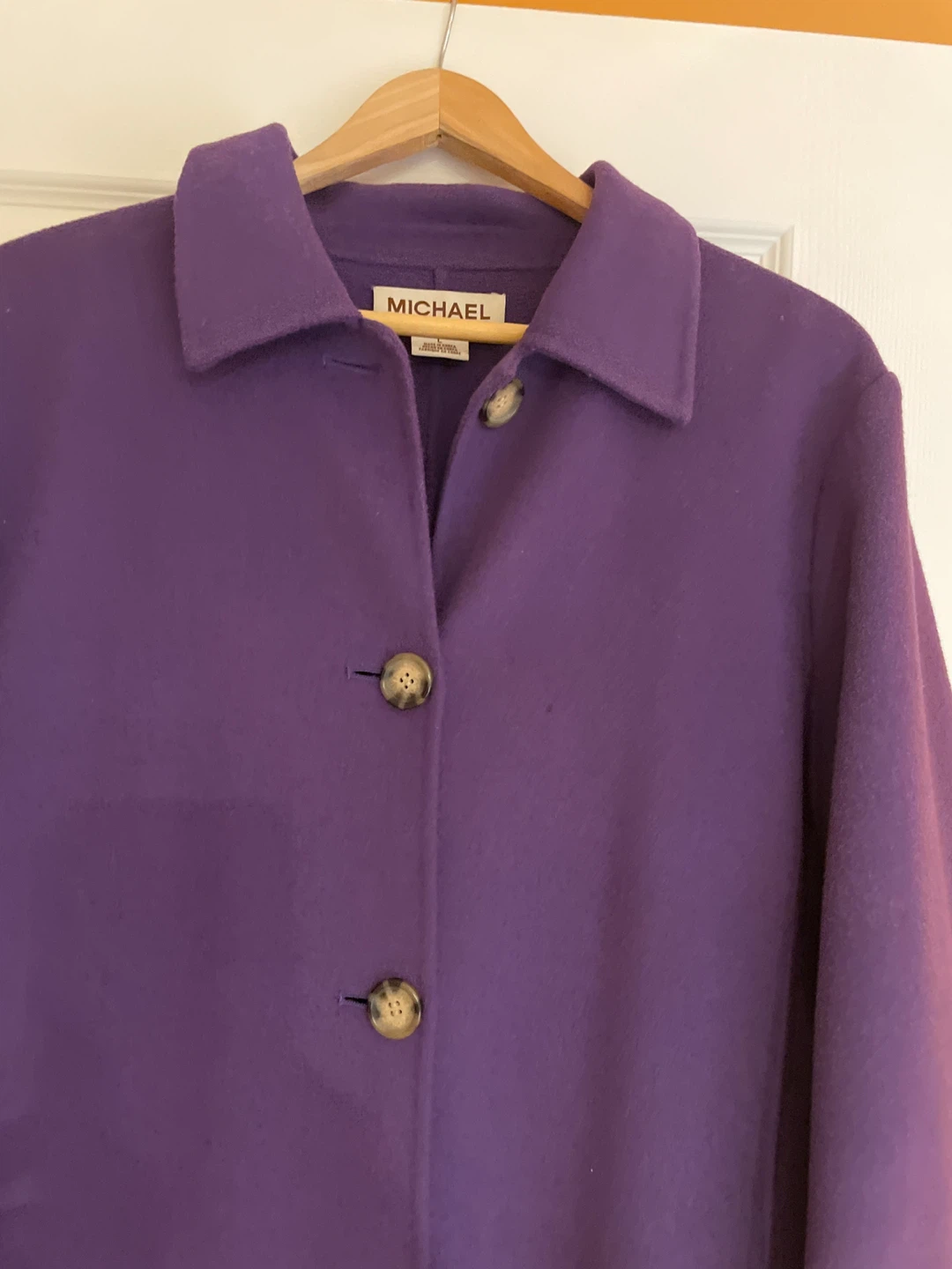 Michael Kors Purple Wool Blend Coat - Size L