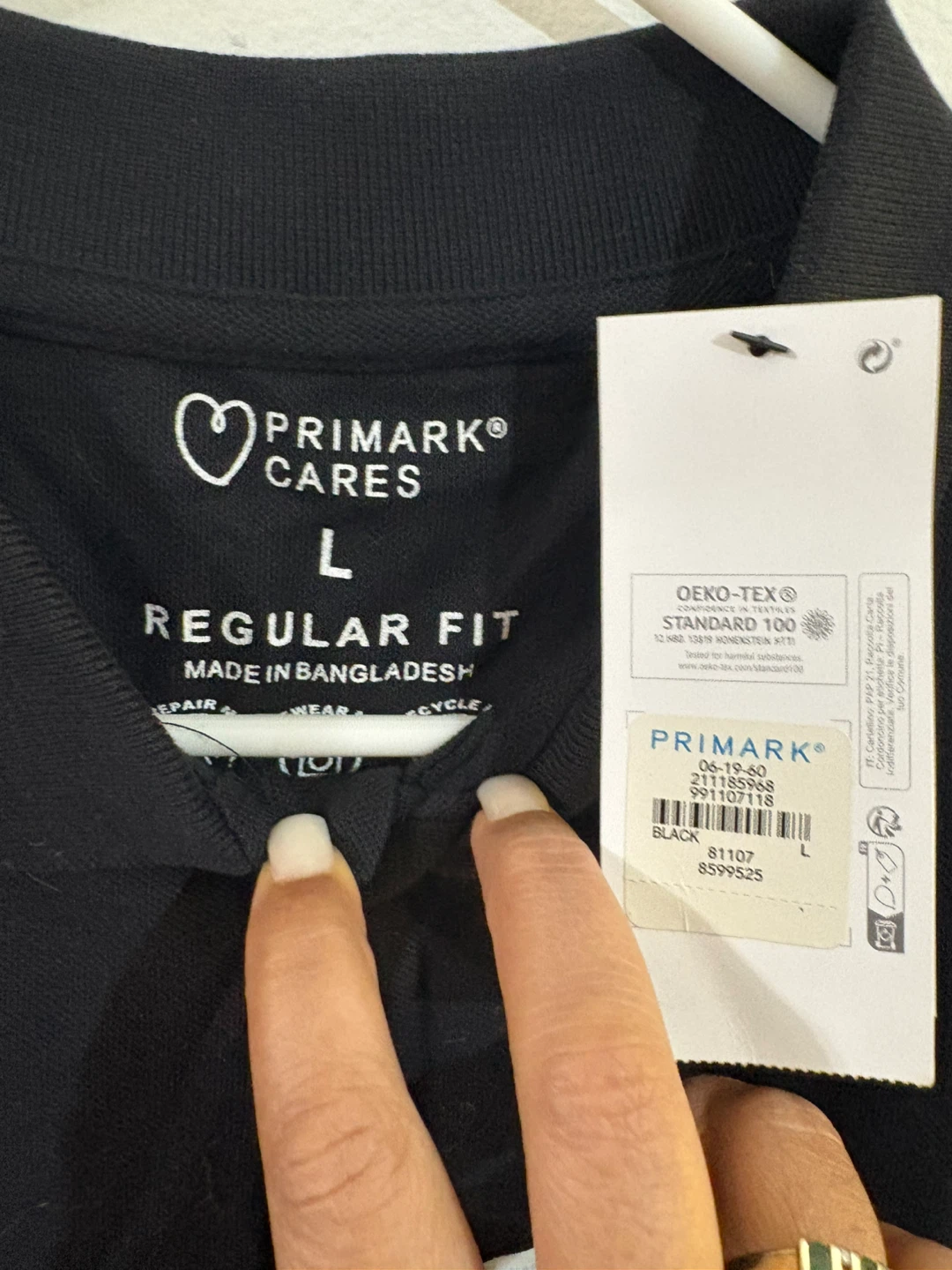 Primark Cares Black Polo Shirt - Size L - photo 2