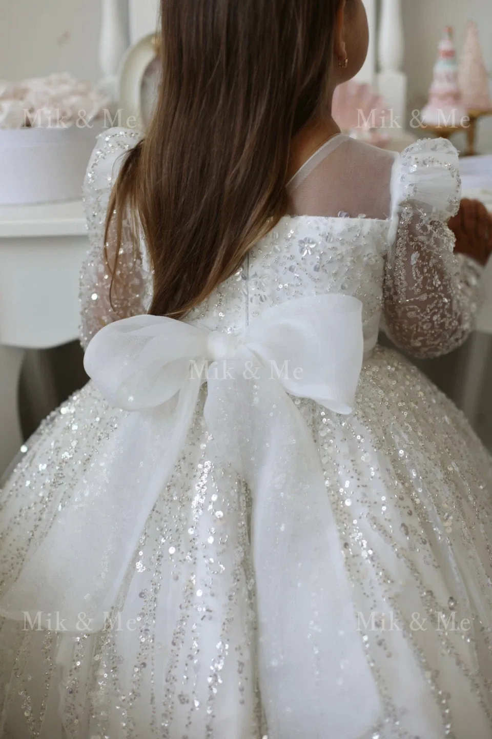 Mik & Me Girls' White Sequin Dress image indicator(2)
