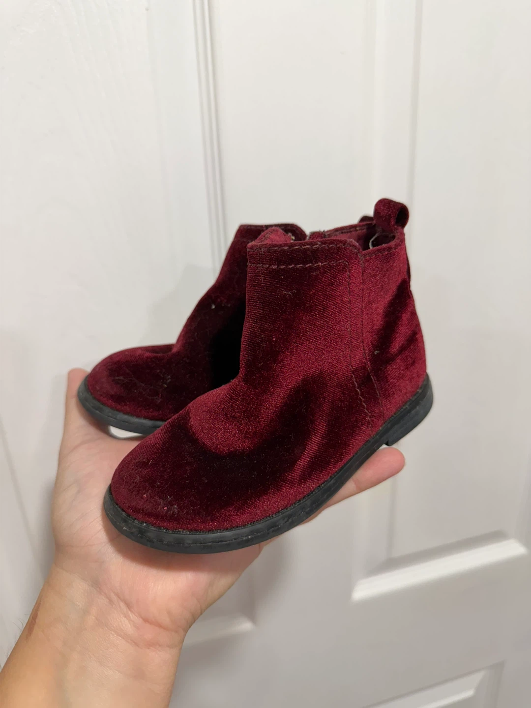 Burgundy Velvet Baby/Toddler Boots Size 7
