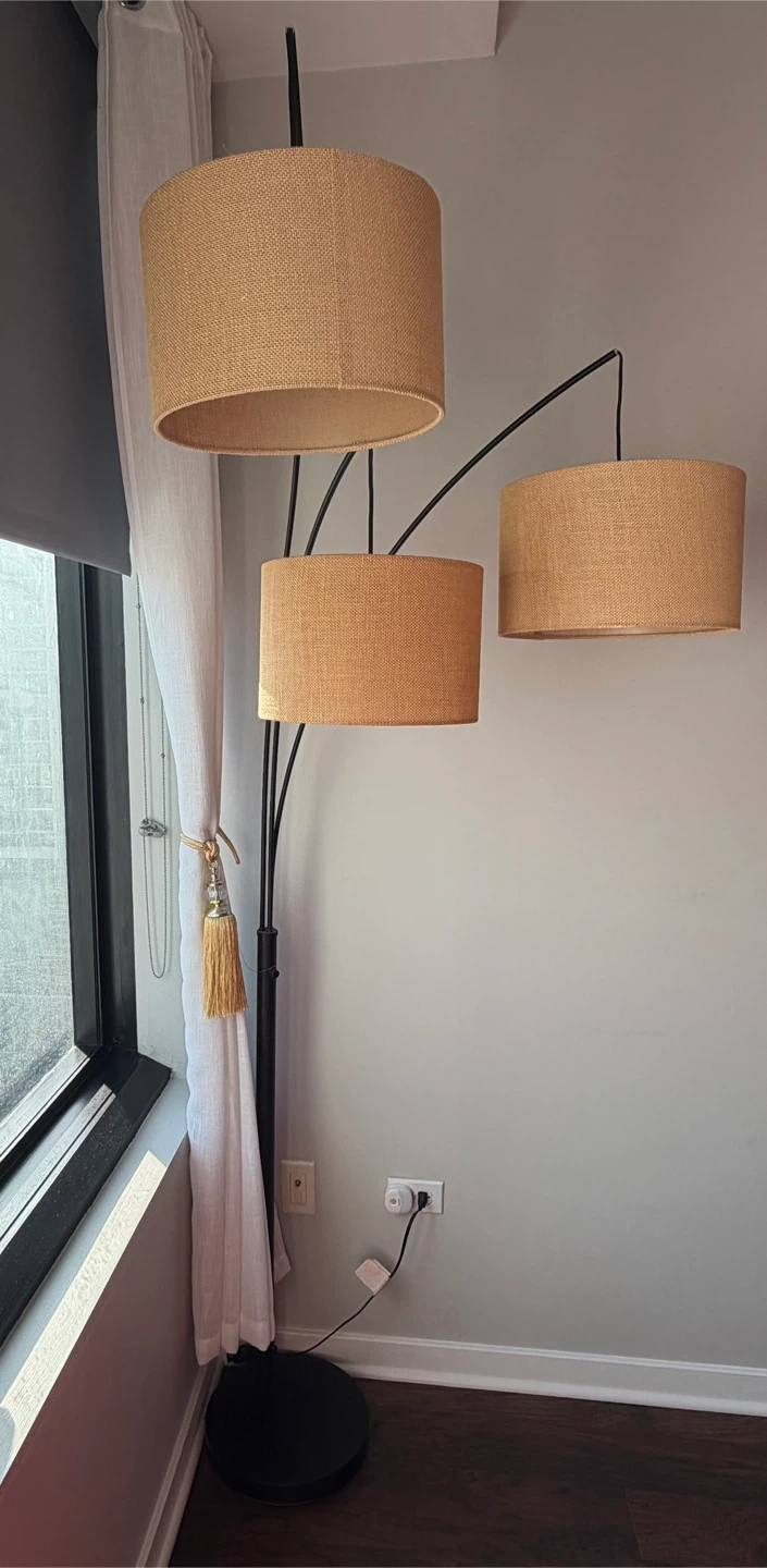 Arc Floor Lamp with 3 Lights - Tan and Black - photo 2