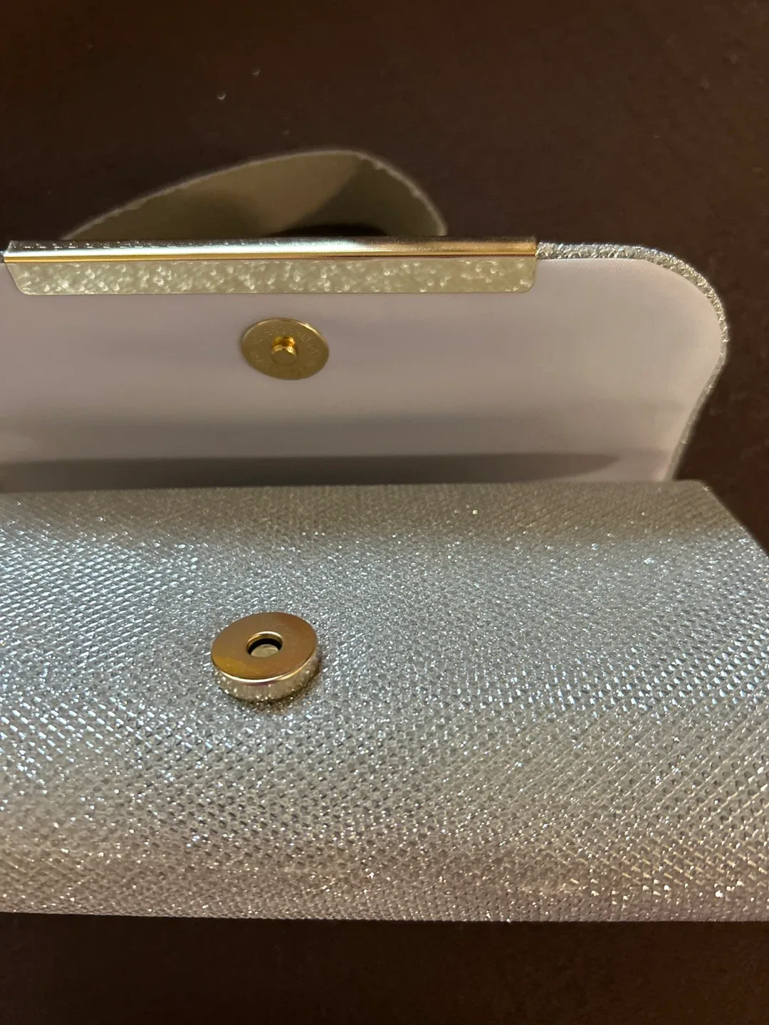 Silver Clutch with Gold Chain image indicator(3)