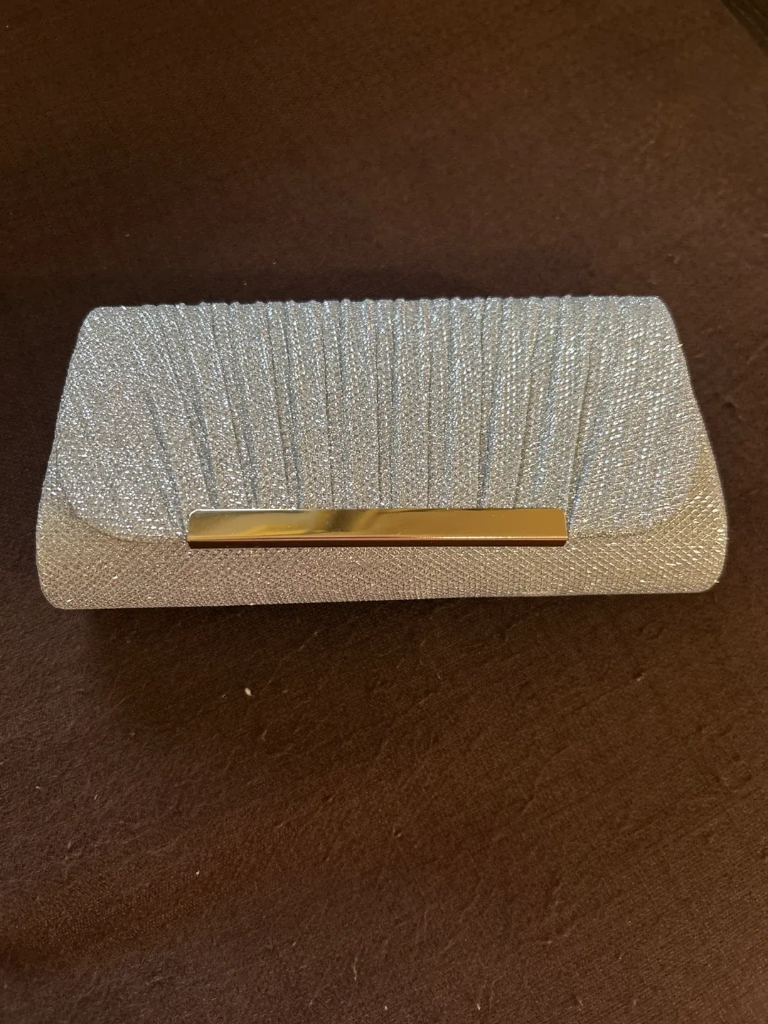 Silver Clutch with Gold Chain