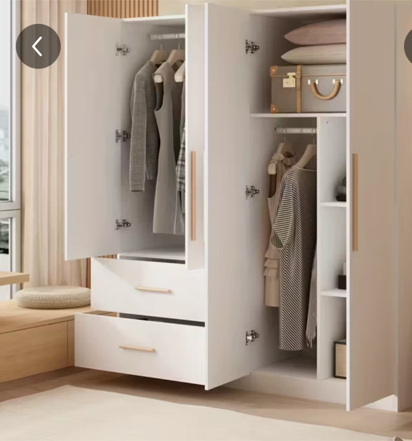 White Wardrobe with Drawers
