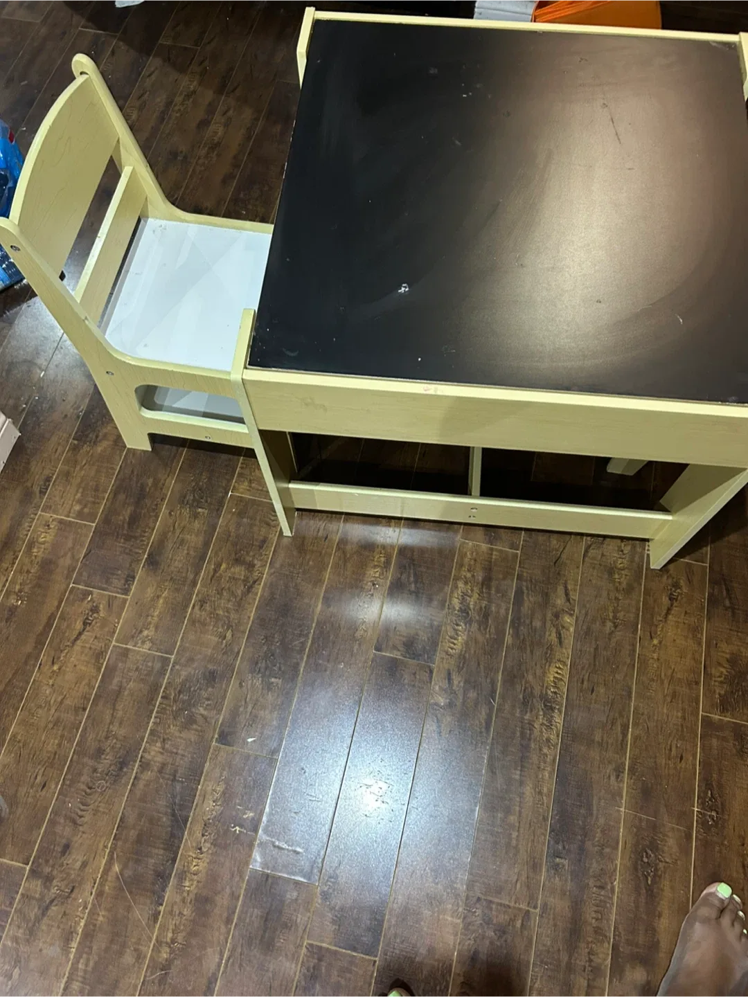 Kids Activity Table with 2 Chair, Chalk board, storage area image indicator(5)