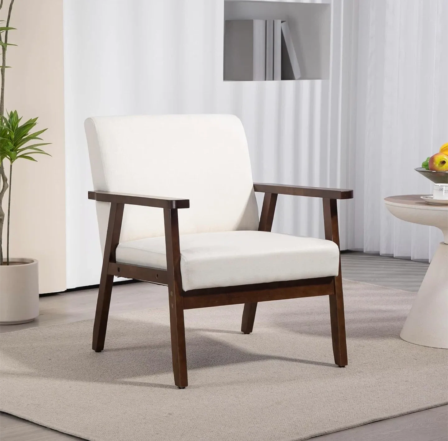 HOMCOM Modern Accent Chairs, Cream White