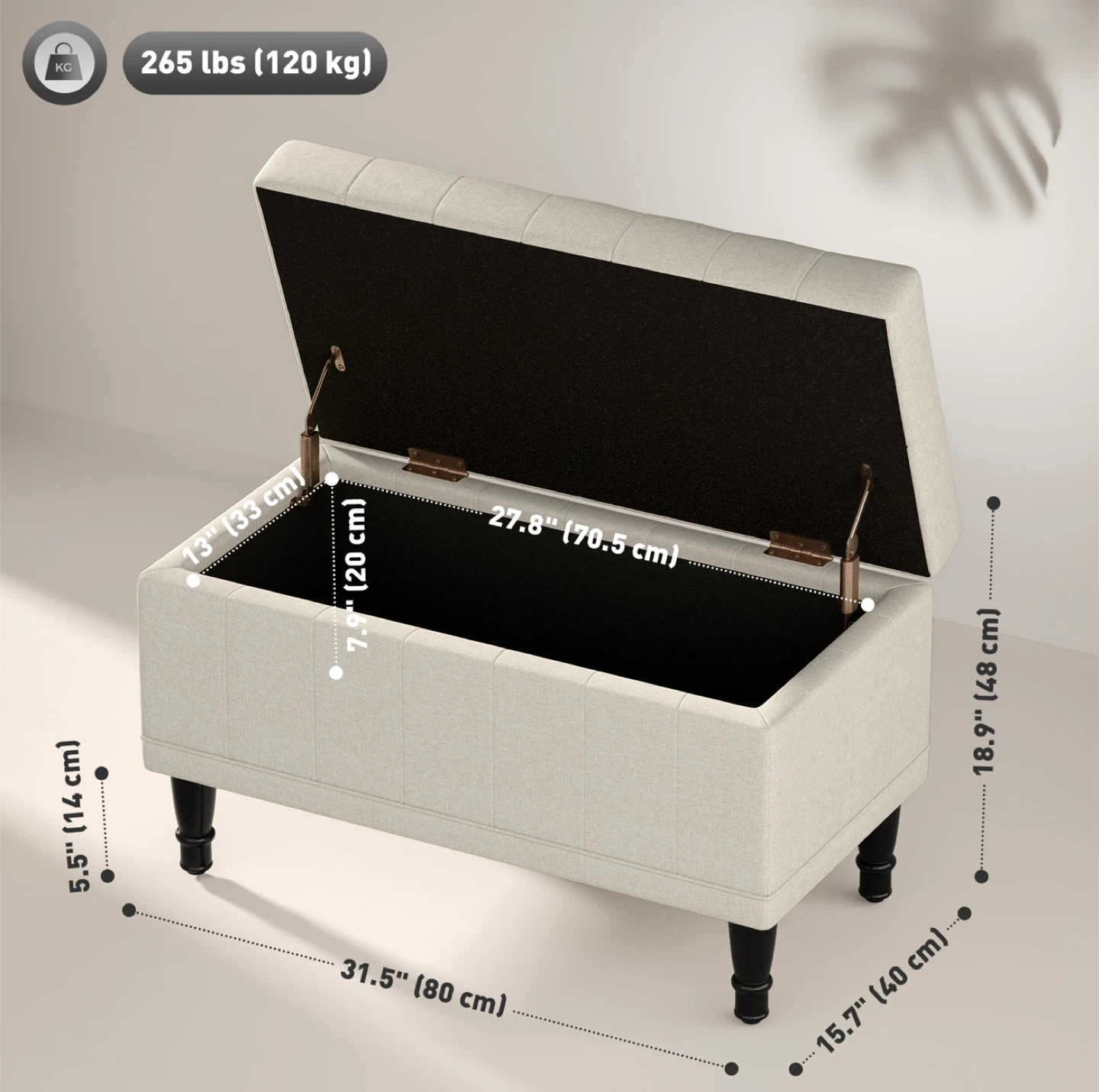 HOMCOM Storage Ottoman, Beige - photo 4