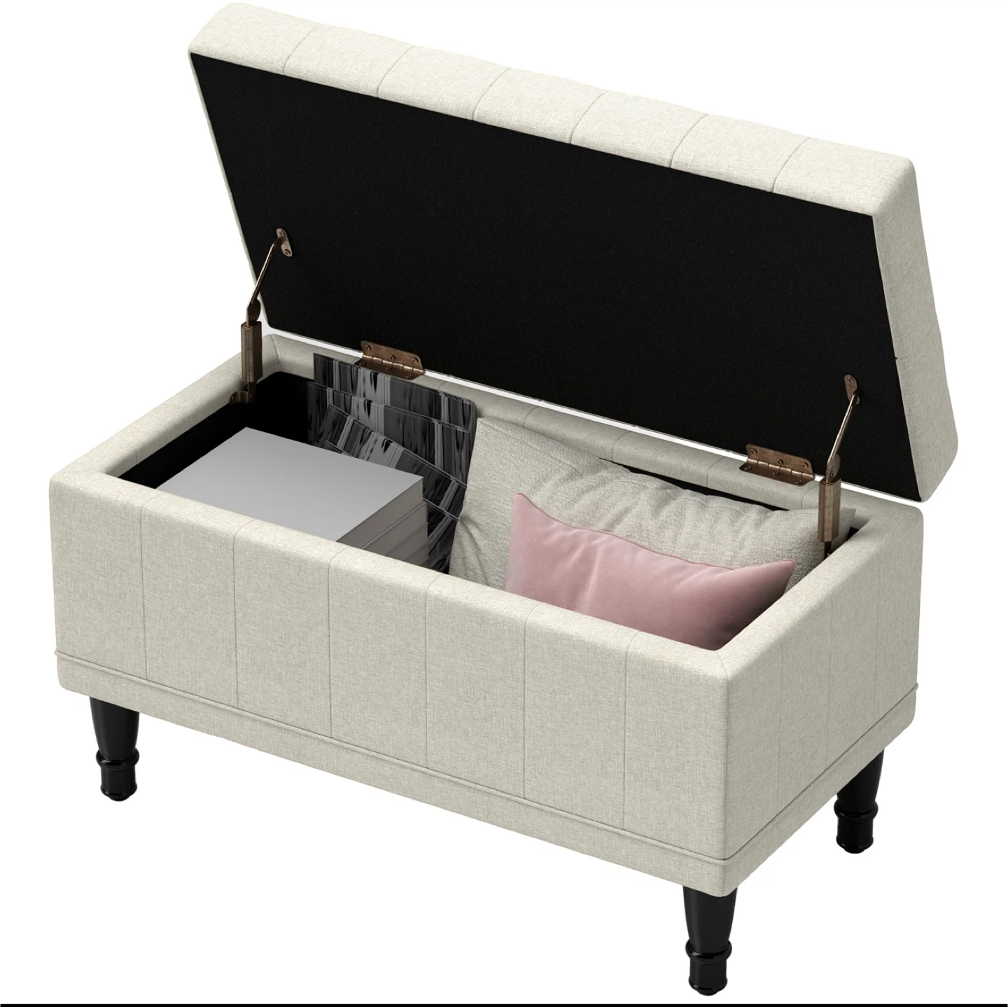 HOMCOM Storage Ottoman, Beige - photo 3