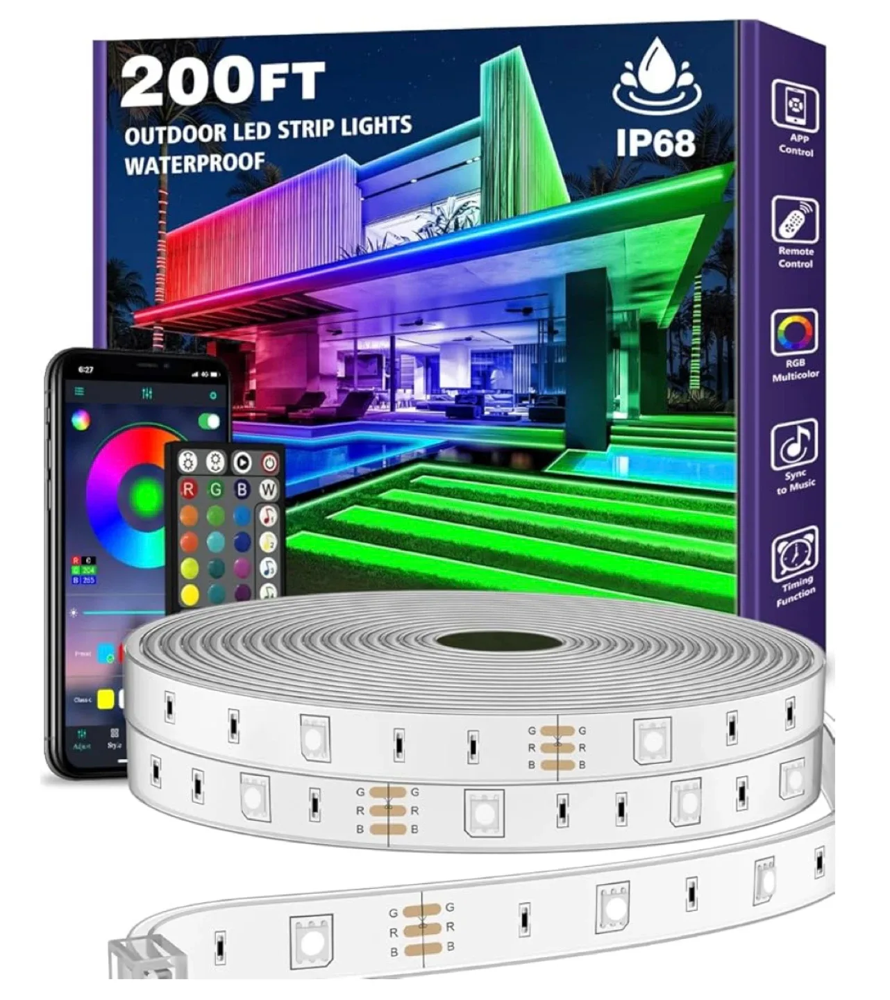 200FT Outdoor LED Strip Lights, Waterproof