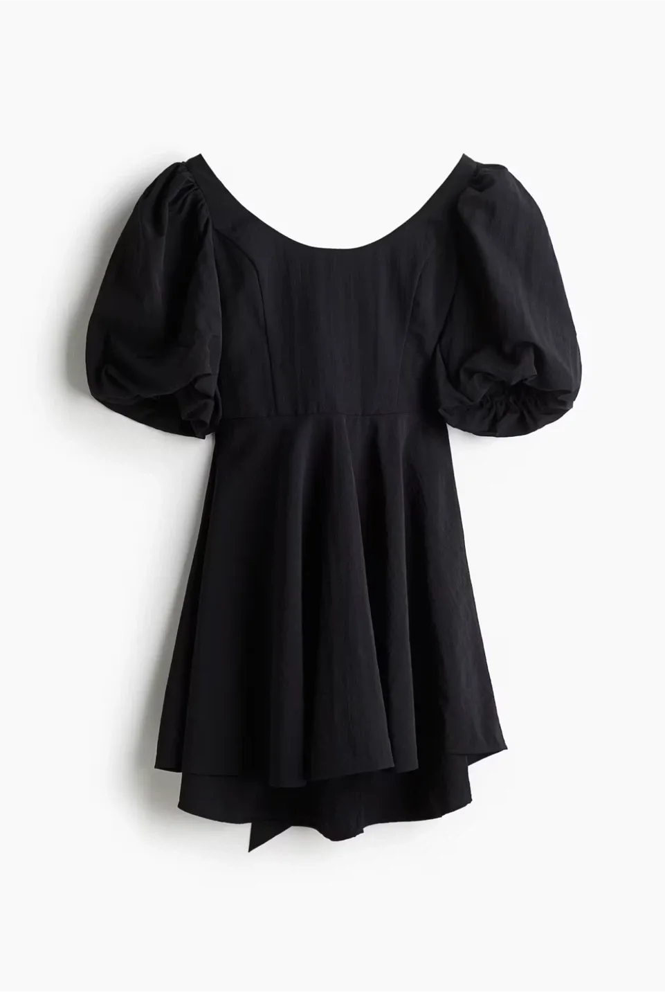 H&M Black Balloon-Sleeved Dress image indicator(3)
