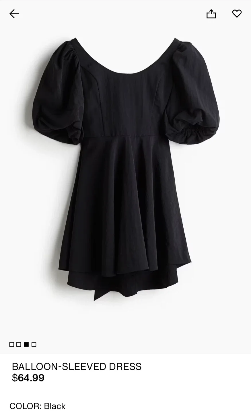 H&M Black Balloon-Sleeved Dress image indicator(5)