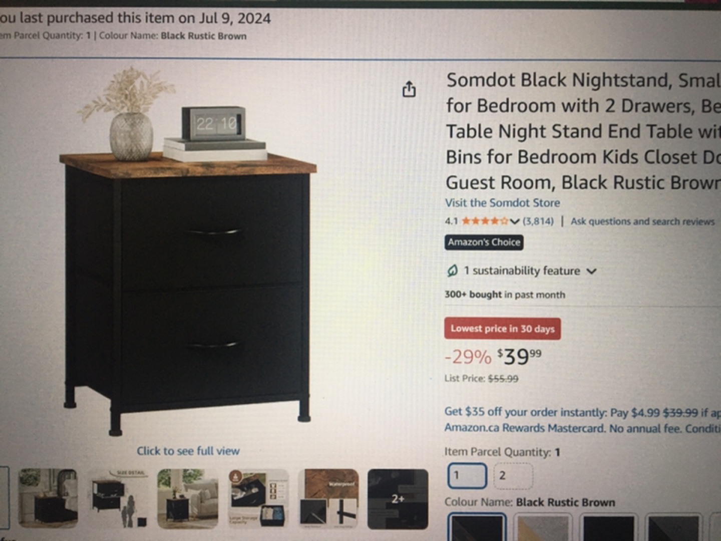 Small space nightstand 20in tall with fabric drawers - photo 2