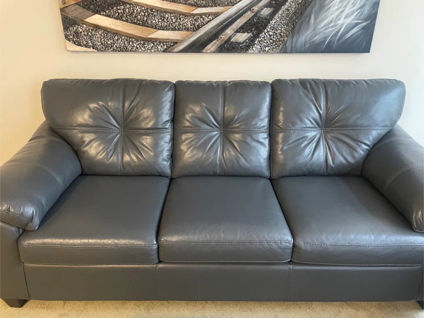 Leather Loveseat & Sofa Set - Grey image indicator(2)