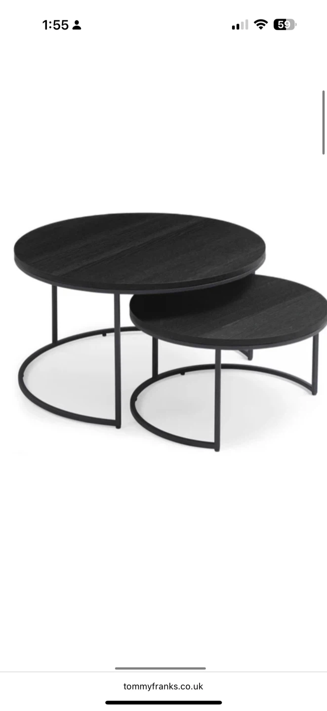 Round Nesting Coffee Table, Black