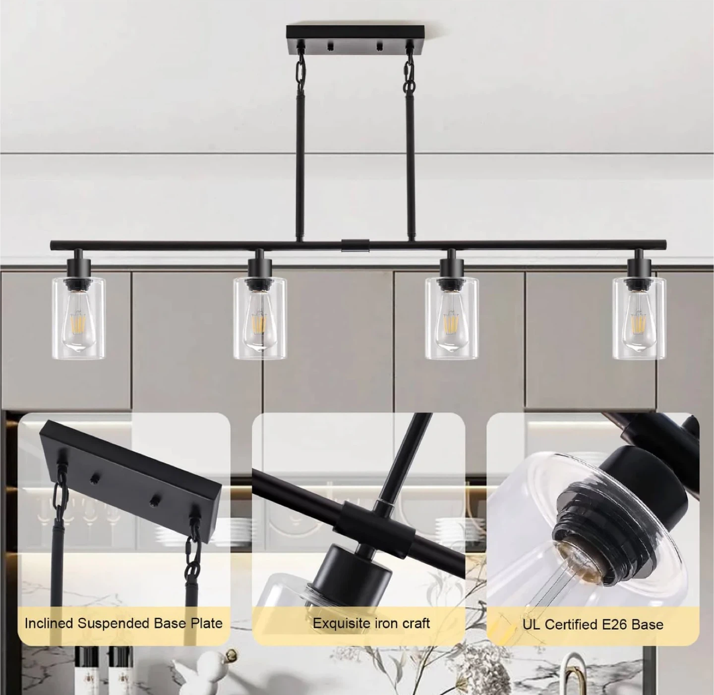 4 Lights Linear Chandeliers Pendant Fixture - photo 4