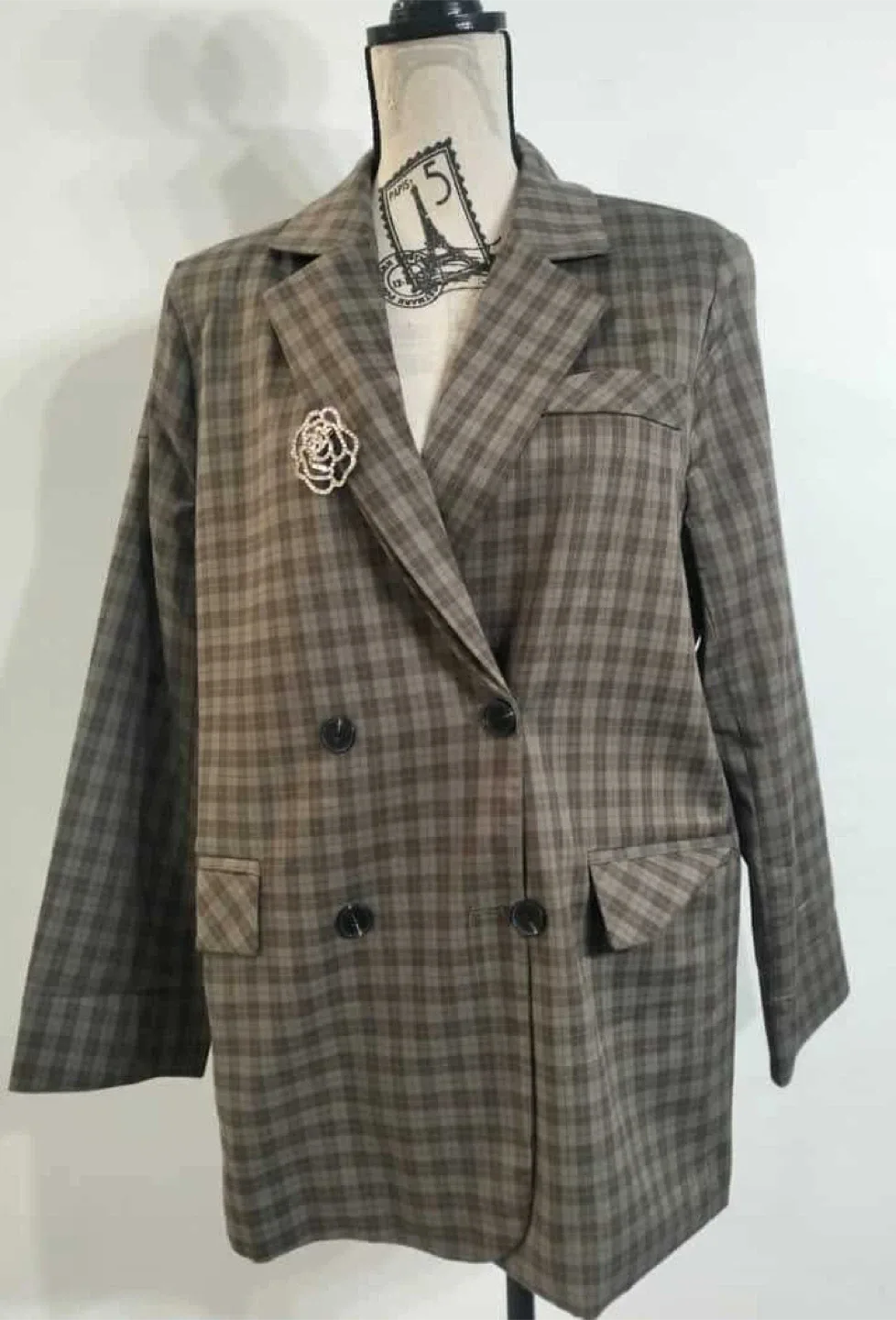 Plaid Double Breasted Blazer