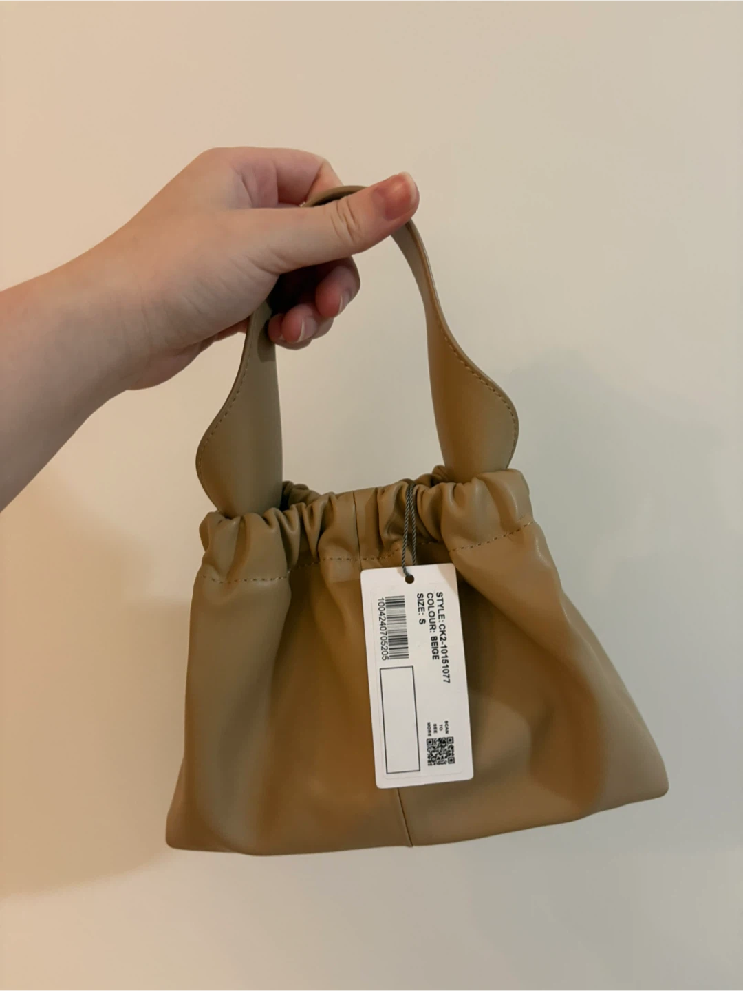 Charles & Keith Ally Ruched Slouchy-Handle Bag - Beige