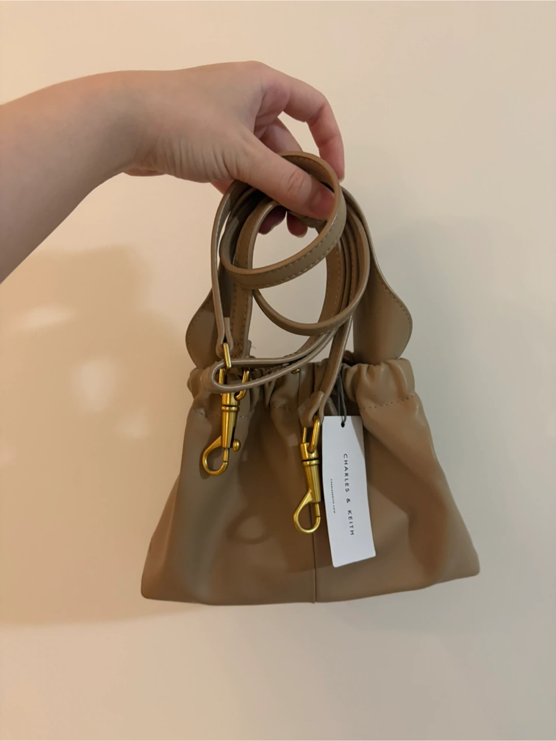 Charles & Keith Ally Ruched Slouchy-Handle Bag - Beige - photo 2